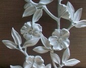Shabby Chic Wall Decor, Upcycled Creamy White Vintage Floral Plaque, Wall Hanging, French Country Decor