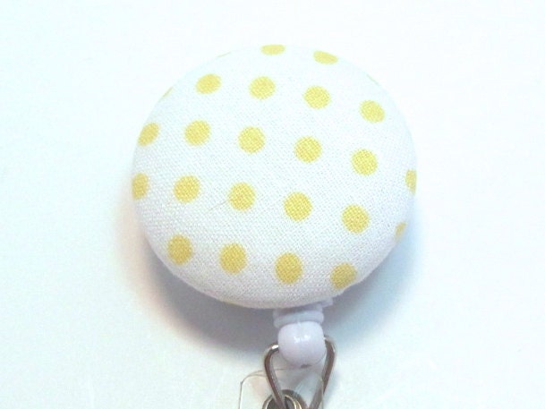 Yellow and White Name Badge Reel  - Cute Name Badge - id Holder  - Unique Name Tag - Retractable id Holder - Security Badge Reel