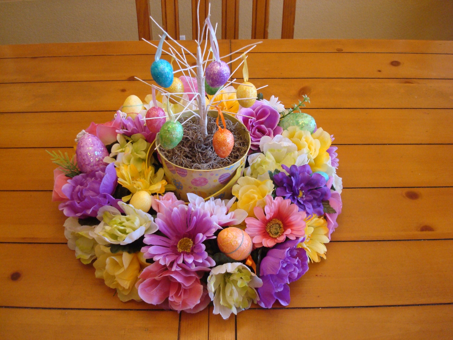 Reduced Price Beautiful EASTER Wreath ARRANGEMENT CENTERPIECE Decoration With Tree