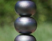 Metallic Black Donuts SET of SIX Handmade Lampworked Glass Beads OOAK