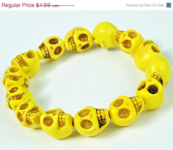 Skull Bracelet, Yellow Bracelet, Golden Bracelet, Skeleton Bracelet(B0177-Golden)