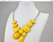 Yellow Bubble Necklace, Yellow Statement Necklace, Resin Jewelry (FN0571-Yellow)