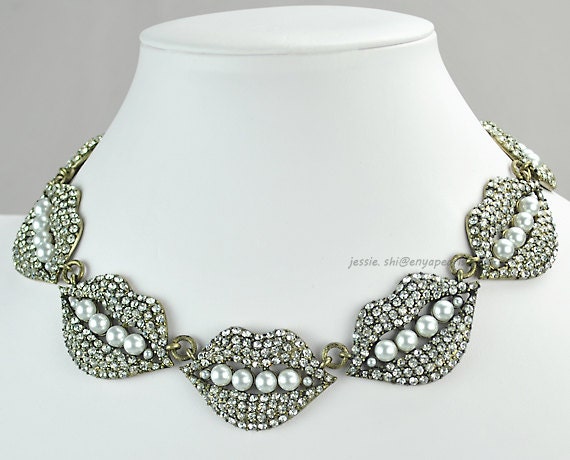 Statement Necklace, Bib Necklace, Crystal Necklace, Chunky Necklace,Party Necklace (FN0720)