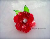 Red Flower Pin (Recycled Water Bottle)