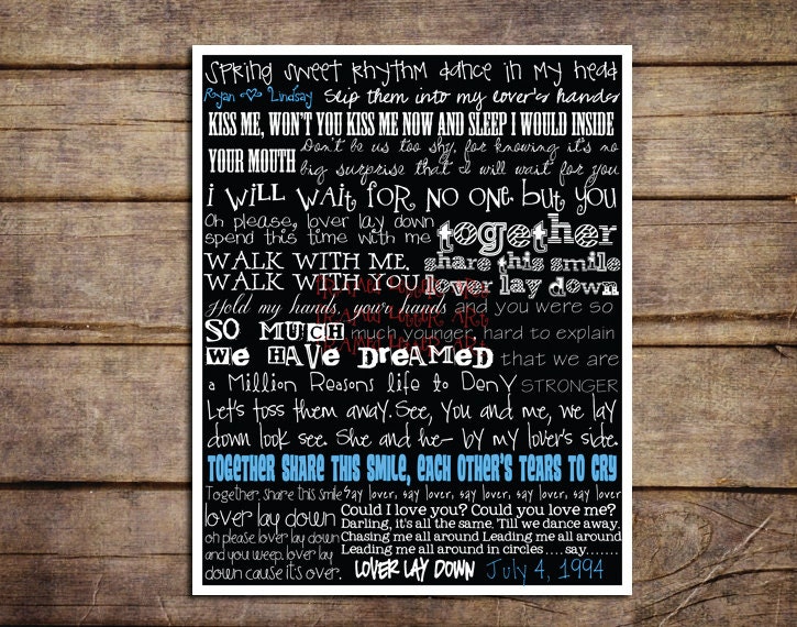 Custom Dave Matthews Band Lover Lay Down Lyrics 11 x 14 Print