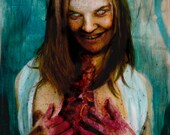 Zombie Pinup 80 original zombie painting 9"x12"