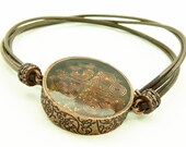 Orgone Energy Mens/Unisex Necklace - Large Double Sided Pendant - Antiqued Copper w/Carnelian Gemstone - Leather Necklace - Artisan Jewelry