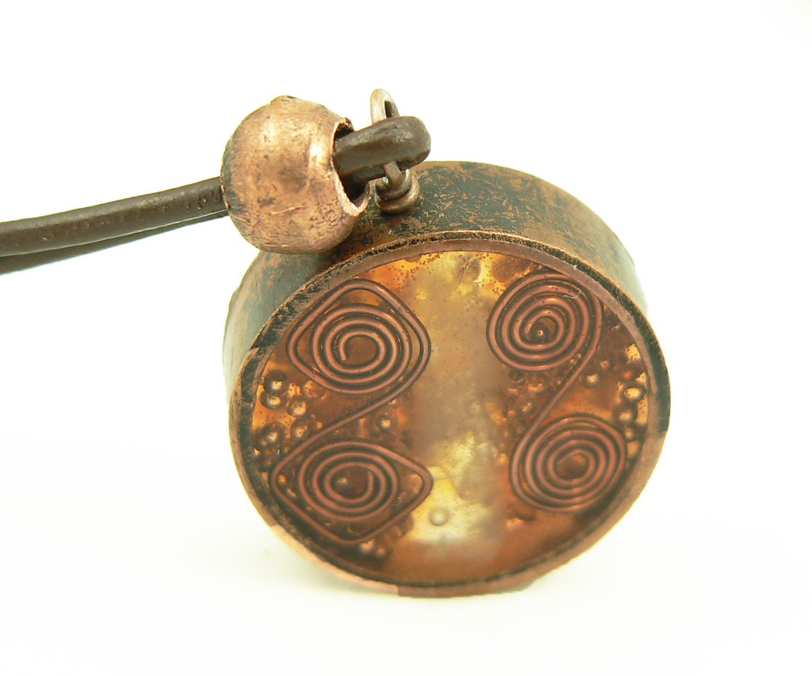 Orgone Energy Copper-Leather-Carnelian Mens Necklace - Recycled - Reclaimed - Eco Friendly Jewelry - Unisex Necklace - Artisan Jewelry