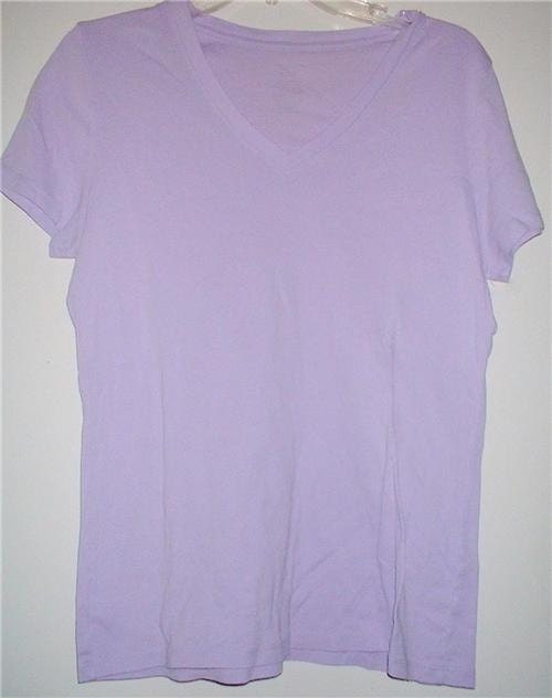 Women's MERONA Lilac V Neck Cotton Knit Top Shirt Size Medium