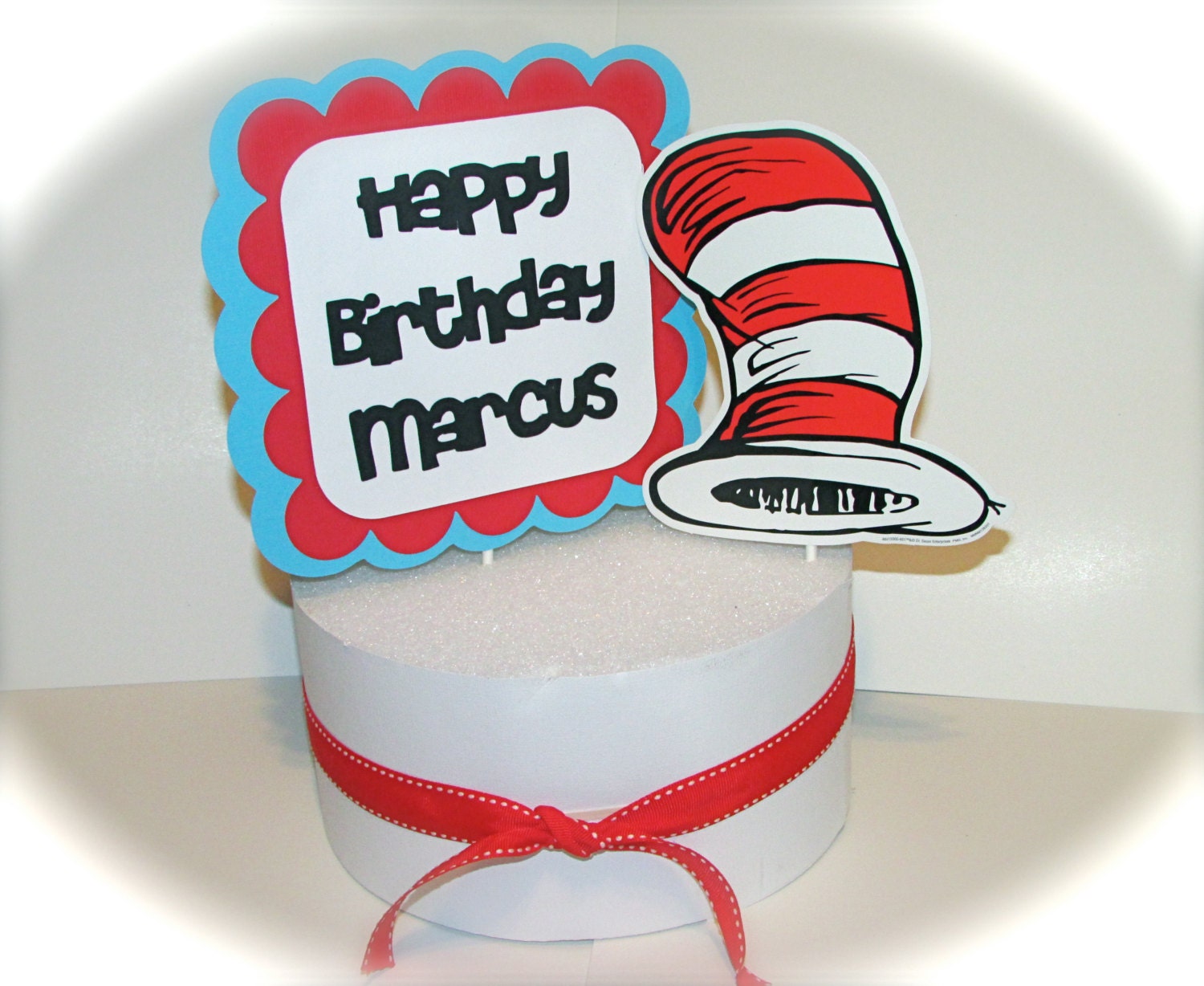 Dr Suess inspired Cake topper - Personalized- Cat in the Hat