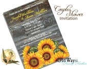 Sunflowers Rustic Wood Couples Shower Invitation - Printable Custom DIY Invite 5x7 Digital JPEG and PDF