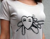 Heart and Arrow Organic Cotton Scoop neck Shirt - Medium - Printed and Ready to Ship