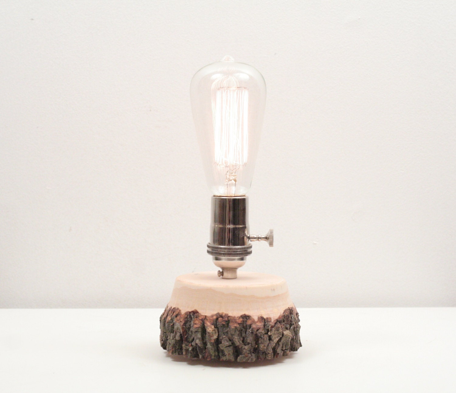 Tree Branch Pedestal Lamp- Rustic Table Lamp, Exposed Edison Bulb Lighting, Nature, Wood Lamp