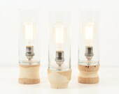 Natural Edge Table Lamp- Modern Lighting, Rustic Lamp, Exposed Edison Bulb Fixture