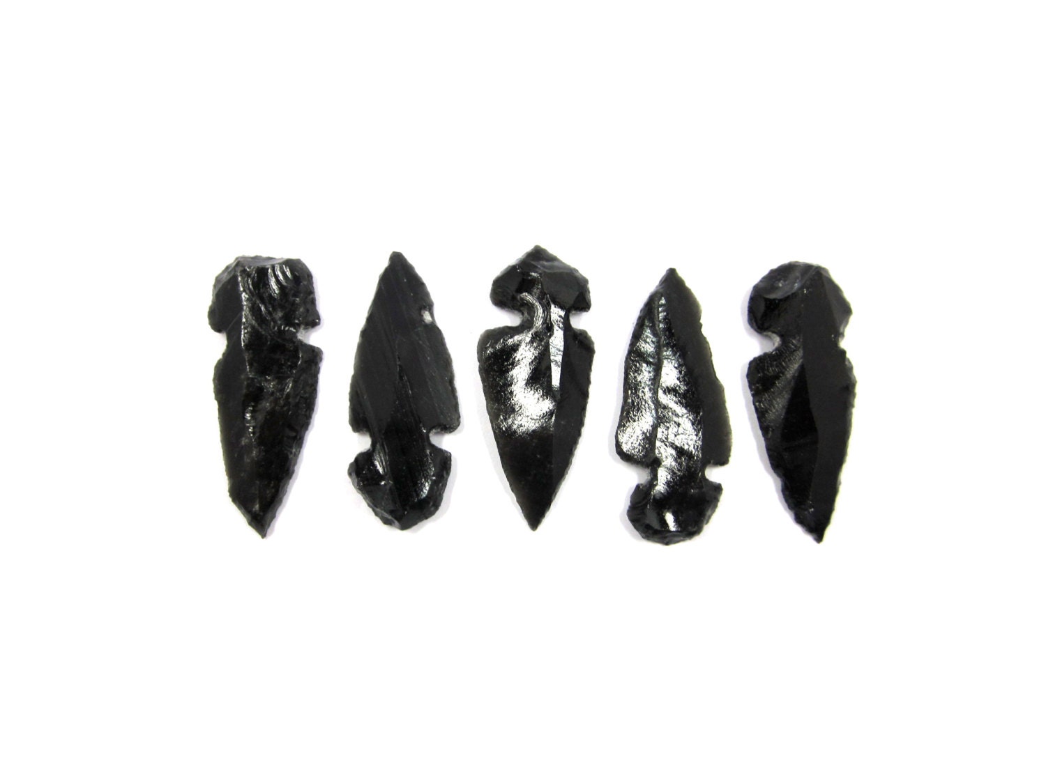 Arrowheads Black Obsidian 5 Pieces 53mm - 55mm For Jewelry Making and Wire Wrapping (Lot No. 3799)