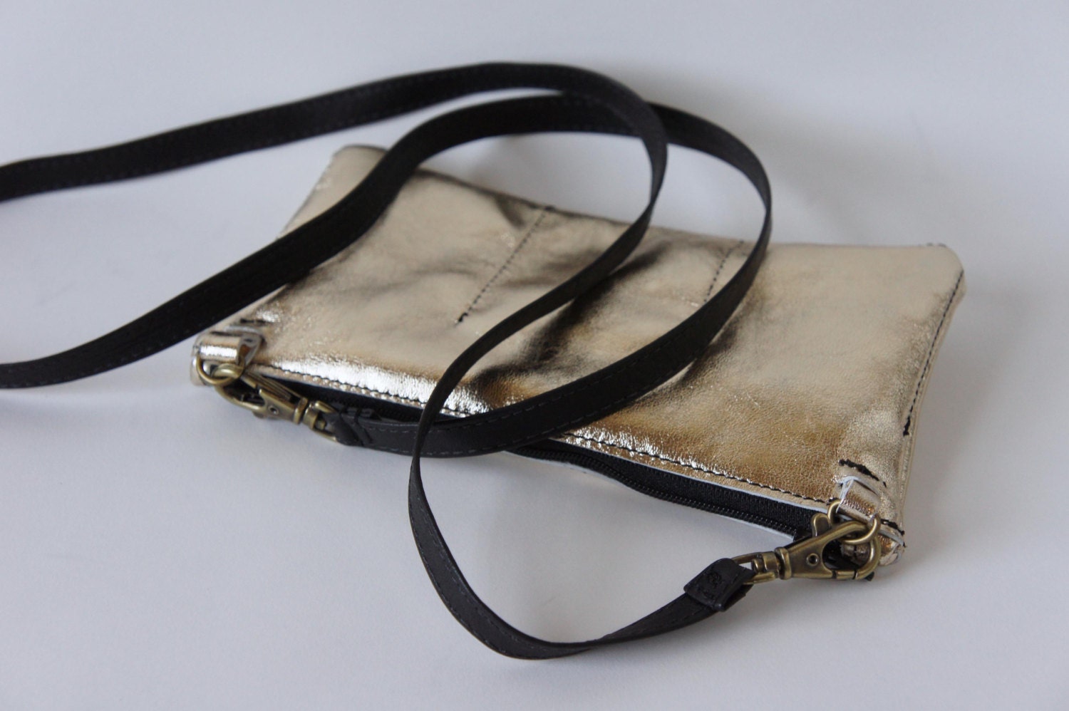 Mini Bag - Simple Clutch  in Metallic Leather