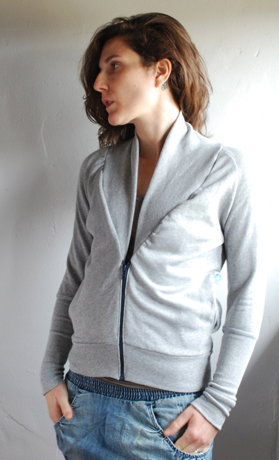 Grey Supernova Women sweatshirt jacket /   Gift for her / Spring fashion