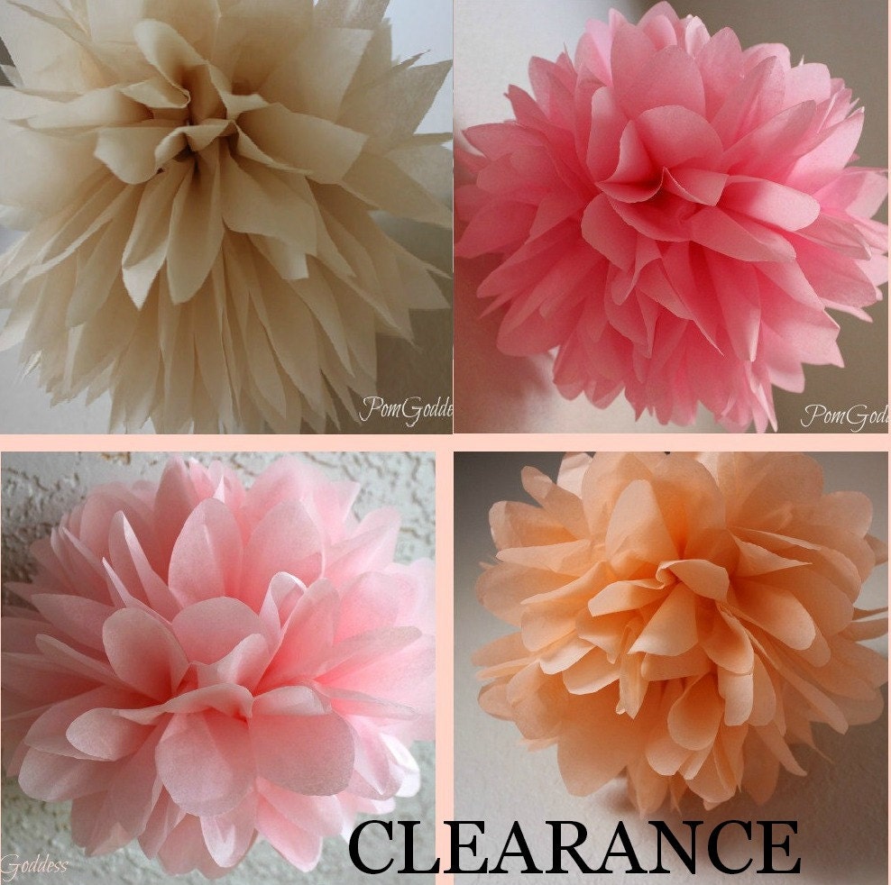 CLEARANCE 7 Tissue Pom Poms - wedding reception decorations,children's room decor-peach color-peach and pink Il_170x135