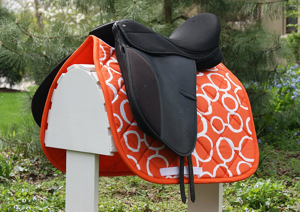 Ready To Ship - Orange and White Circles Dressage Saddle Pad