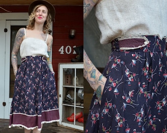 1970s Gunne Sax Floral Prairie Gypsy Skirt