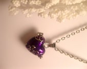 Purple Heart Locket Or Prayer Box Necklace