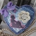 Fabric Brooch - Heart Shaped - Jewelry - Dream - Blue, Pink & Purple - Handmade