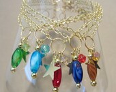 Gold Star & Aqua Glass Beaded Ankle Bracelet