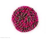 Braid Yarn Spiral Geometric Brooch Pin and Hair Clip in Raspberry Pink and Heather Gray