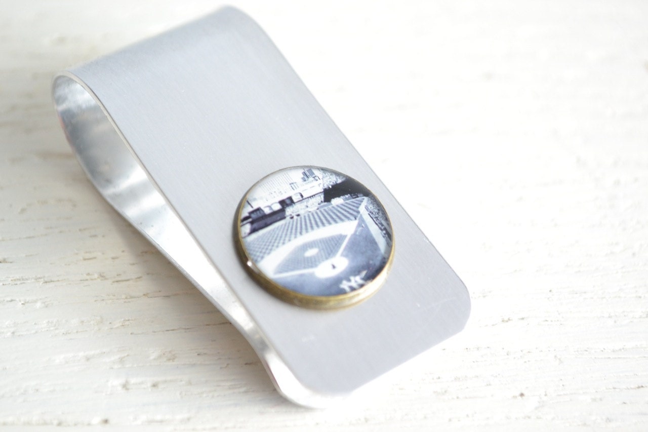 Yankee Stadium money clip - industrial silver and brass New York Yankees money clip handcrafted in the USA - great groomsmen gift