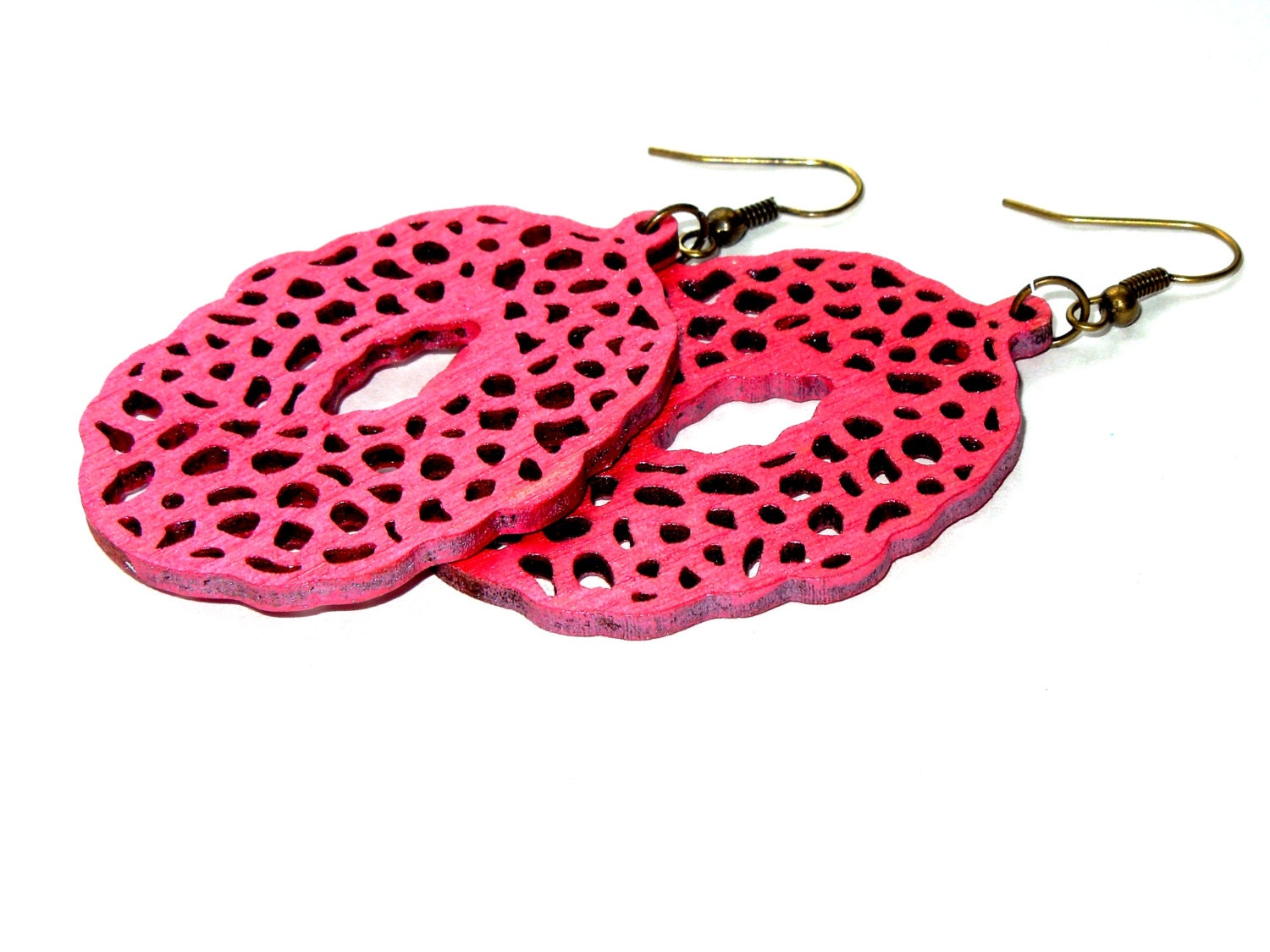 Oval Fruit Punch Colored  Wooden Dangles