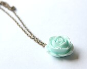 Pale Blue/Mint Green Rose Necklace