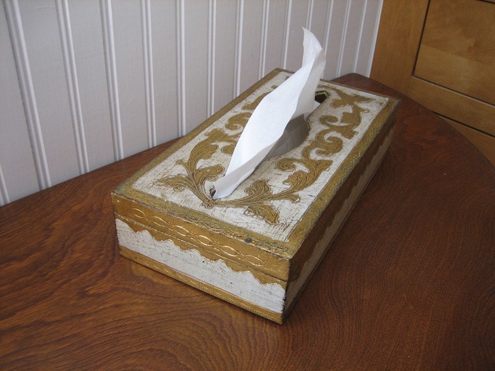 Italian Florentine Gilt & Gesso Kleenex Tissue Box Holder