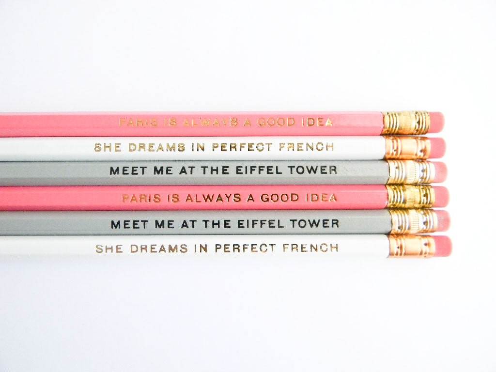 The Paris Collection Pencils - Pink, Grey, & White, set of 6