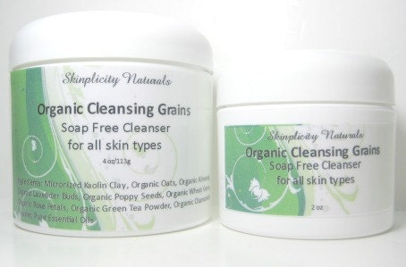 Facial Cleansing Grains for All Skin Types - Natural Organic Vegan Skin Care - 4 oz- Soap Free Cleanser