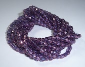 Purple Czech Glass 4mm Bead Faceted Round LUMI AMETHYST (50)
