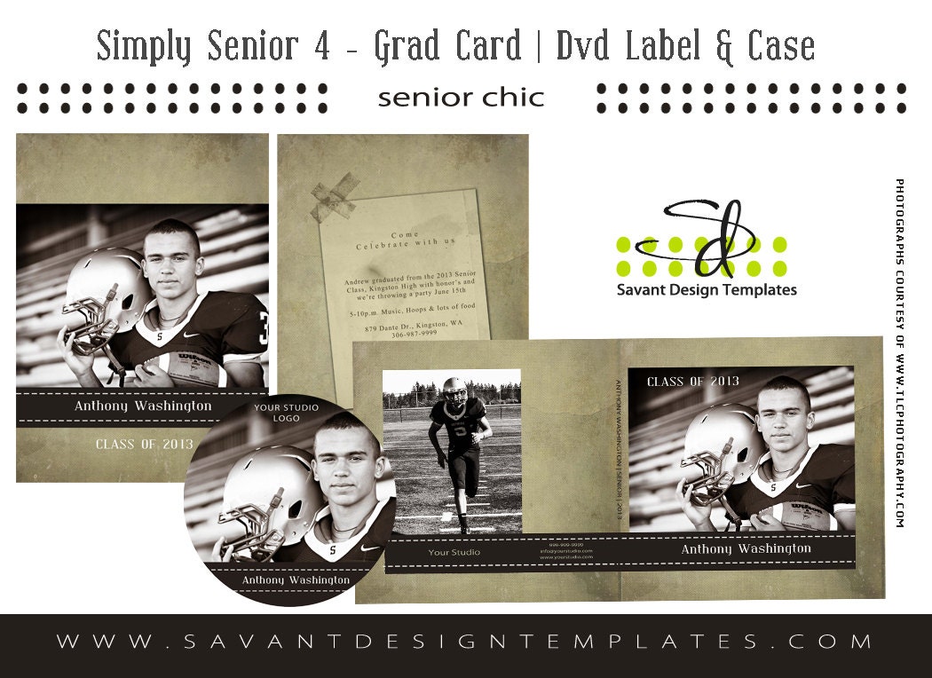 INSTANT DOWNLOAD Photography Senior Graduation Announcement Template Set  "Simply Senior 4"