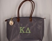 Monogrammed Large Grey Tote with Zipper Personalized