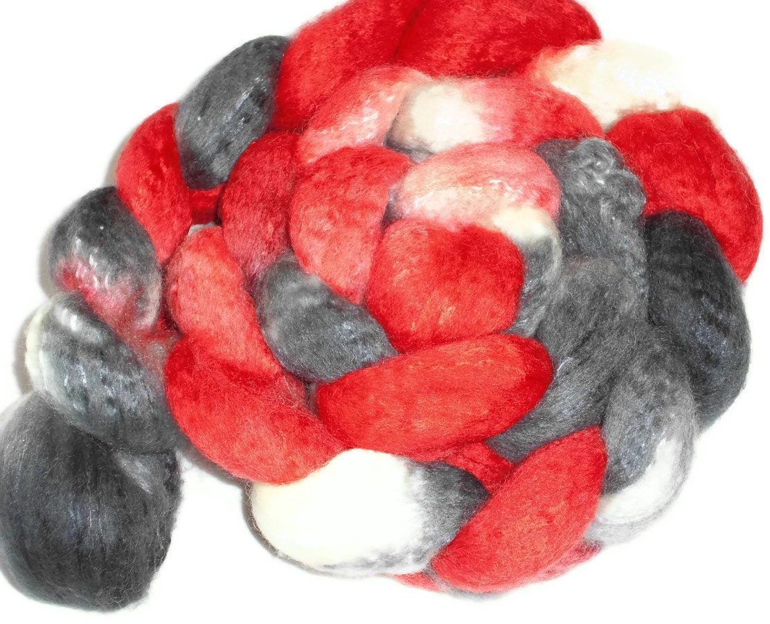 BFL Wool And Silk Roving - Handpainted Spinning - Felting- Nunofelt - Fiber art  - Disney Inspiration - Snowwhite