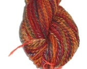 Handspun Merino Wool - Hand Dyed Worsted 3 ply in Orange, Brown and Burgundy