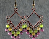Earrings dangle copper wiring drop cat eye