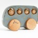 Personalized Wooden Bus natural light blue kids toy