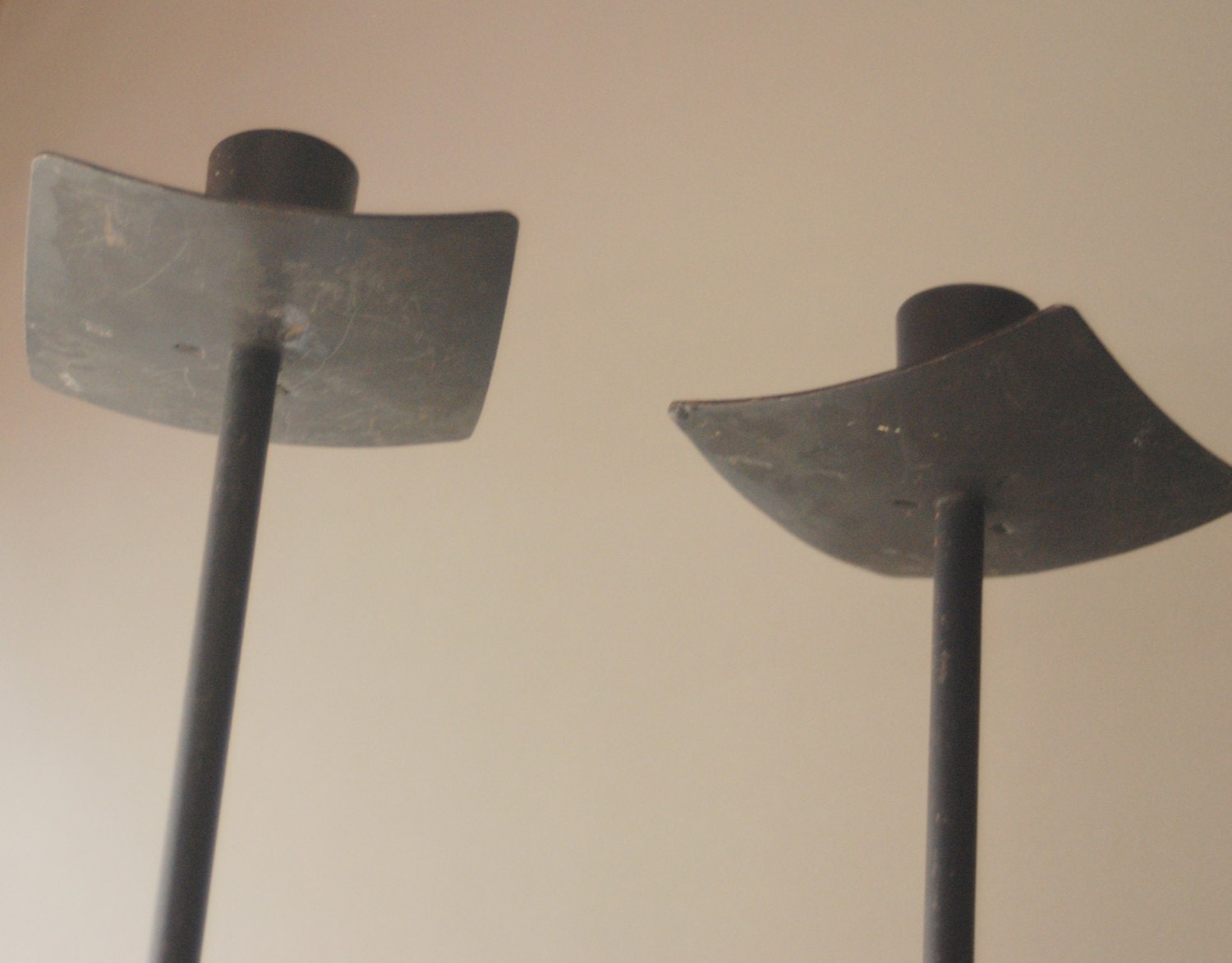 Tall Mid Century Modern Metal Candleholders