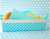 Bright Blue Striped Food Tray - Set of 5 - Paper Food Tray - Paper Baking Loaf Pan - Food Box - Favor Boxes - Picnic - Lunch Box