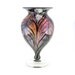 Hand Blown Art Glass Vase - Amethyst Purple, Peach, and Ruby Pink - Feather Pattern