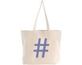 EXTRA LARGE Canvas Market Tote . Screen Printed Eco Friendly . 19.5"w x 15"h x 5"d