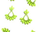 yellow neon rhinestone earrings Acid Green Feather Drop dangle