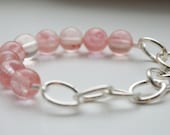 light pink and silver bead and chain bracelet