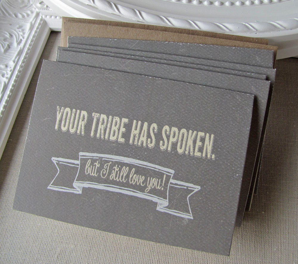 Encouraging Note cards-Survivor Inspired-  Your tribe has spoken