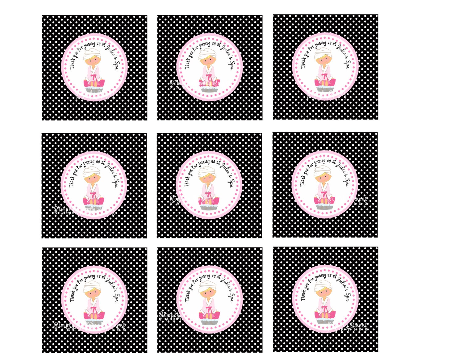Spa Birthday Party Hand Glittered Favor Tags Il_570xn