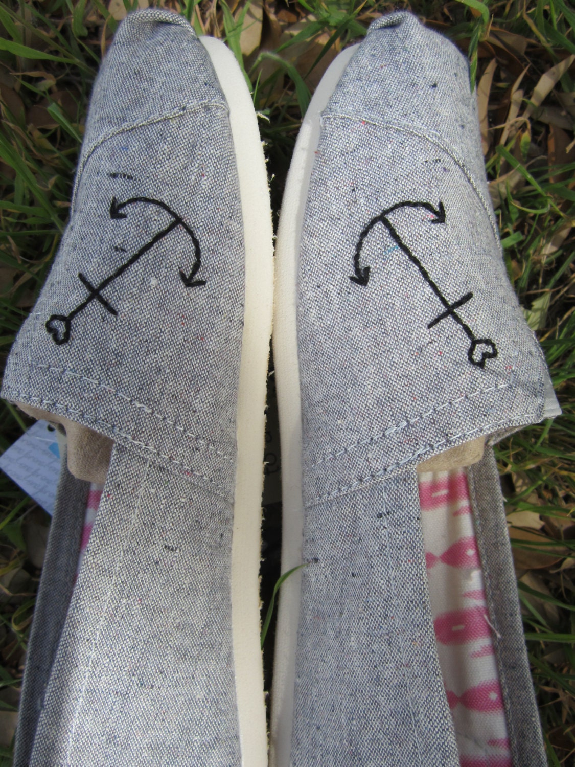 Anchor Heart Custom Toms (Both Shoes)
